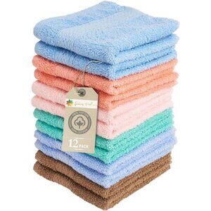 12 Pack Washcloths 13 Inch Cotton Face Towels Lint Free Soft Absorbent Bathroom
